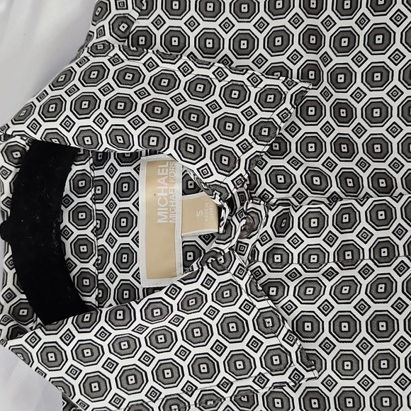 MICHAEL KORS LS BLOUSE SUZE SMALL GREY & WHite - Picture 6 of 8